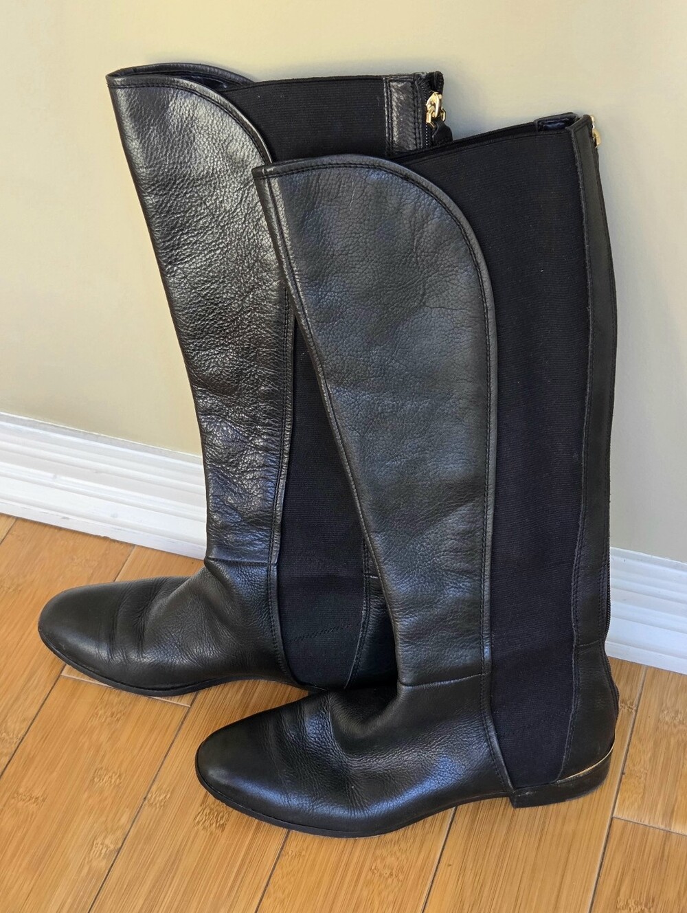 Louise et Cie Black Equestrian Boots 8.5 Lo-Vellery Tall Boots Back Zip